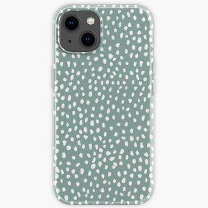 Sea Green Dalmatian Print Mask iPhone Case